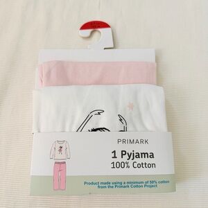 Girls Cotton Pajama Set Shirt Pants Pink White Ballerina Sleepwear 6 - 7